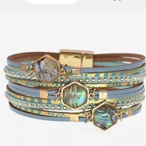 Beautiful multi-strand women's rope and leather bracelets. Secure Magnetic clasp
